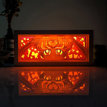 Anime series paper-cut light  bedroom night light, remote control included